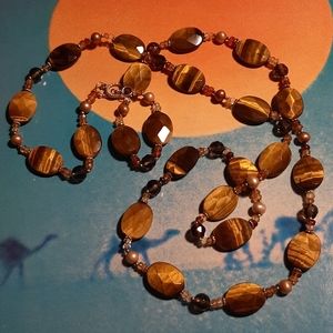 Vintage • faceted tiger's eye bead necklace